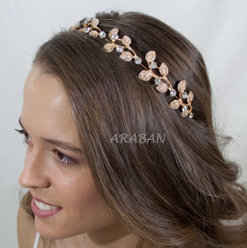 Diadema hojas strass